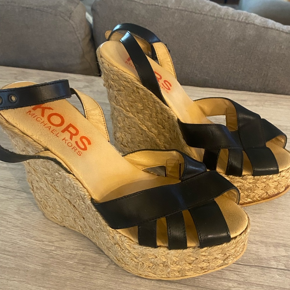 Michael Kors platform wedge, espadrille sandals size 7